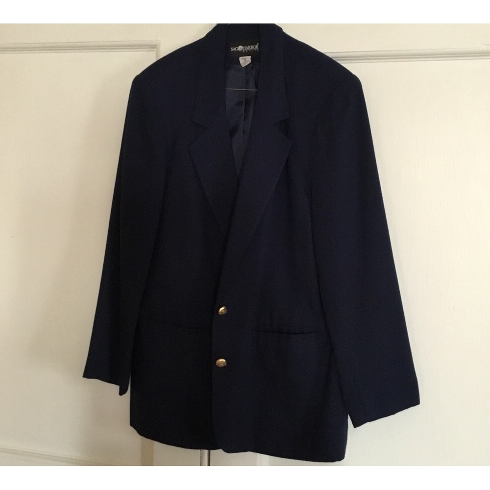 Sage Harbor Petite Blazer size 12, Dark Blue